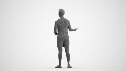 realistic 3D human man casual standing, archviz people FBX OBJ for Blender, wireframe front view