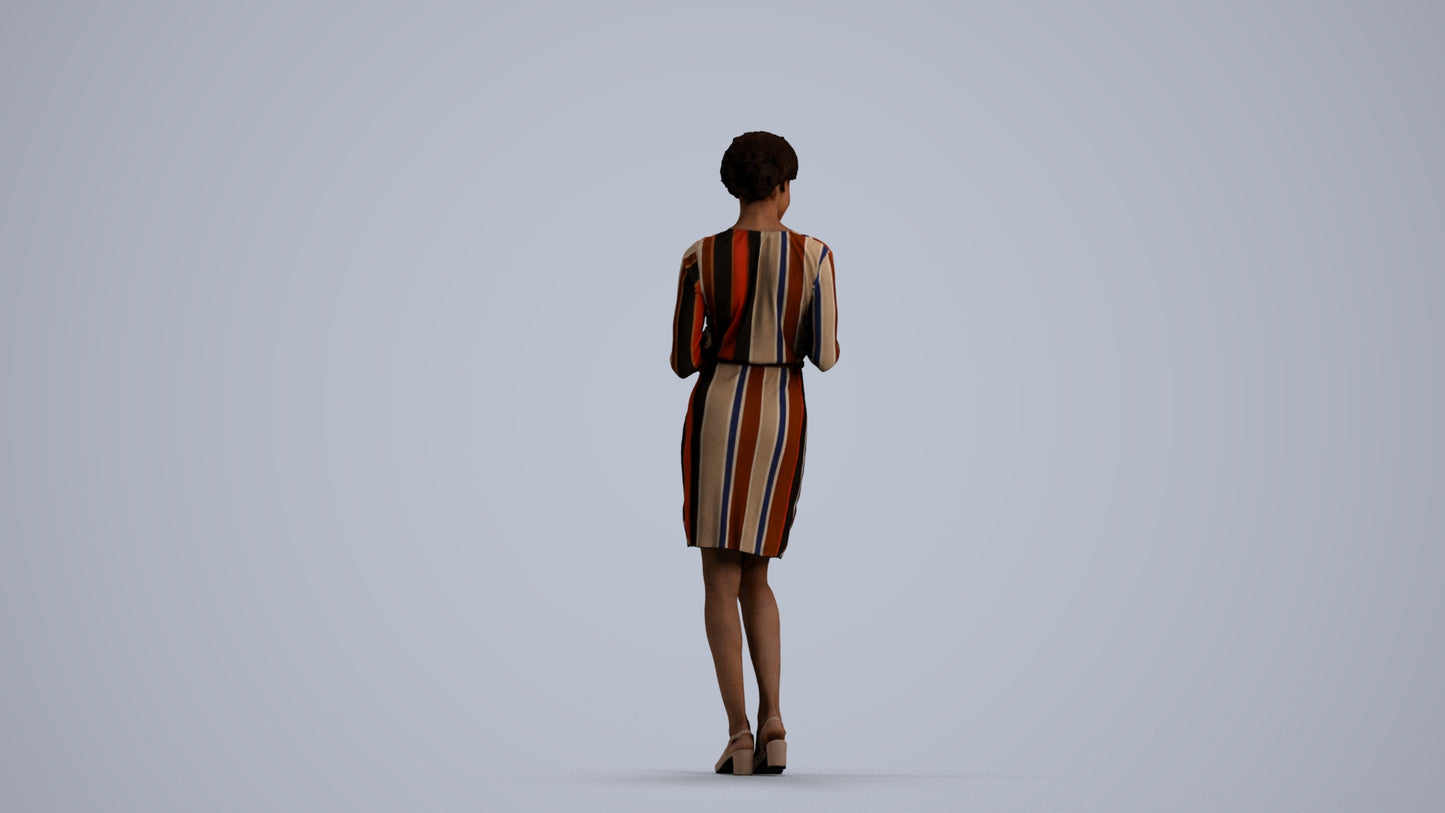 realistic 3D people woman casual walking, render-ready for V-Ray and Corona, FBX OBJ, front view render