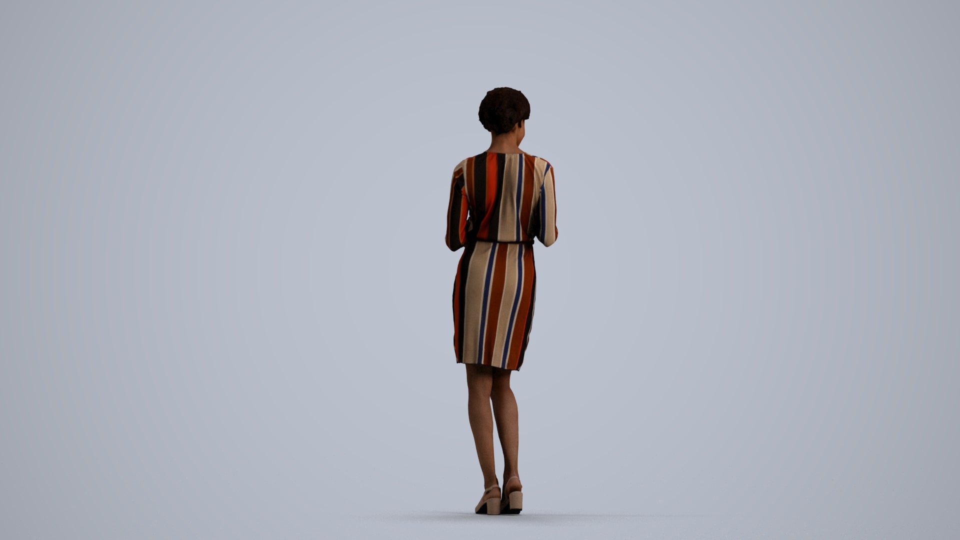 realistic 3D people woman casual walking, render-ready for V-Ray and Corona, FBX OBJ, front view render