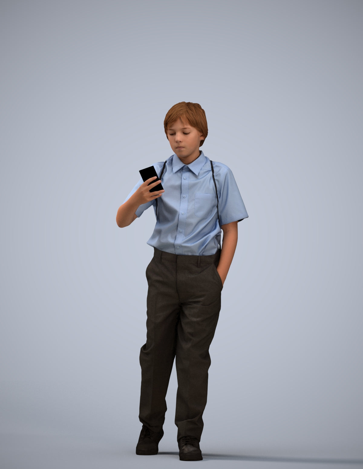 scanned 3D boy casual kids, photogrammetry people for Enscape and V-Ray