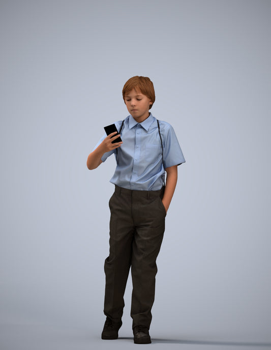 scanned 3D boy casual kids, photogrammetry people for Enscape and V-Ray