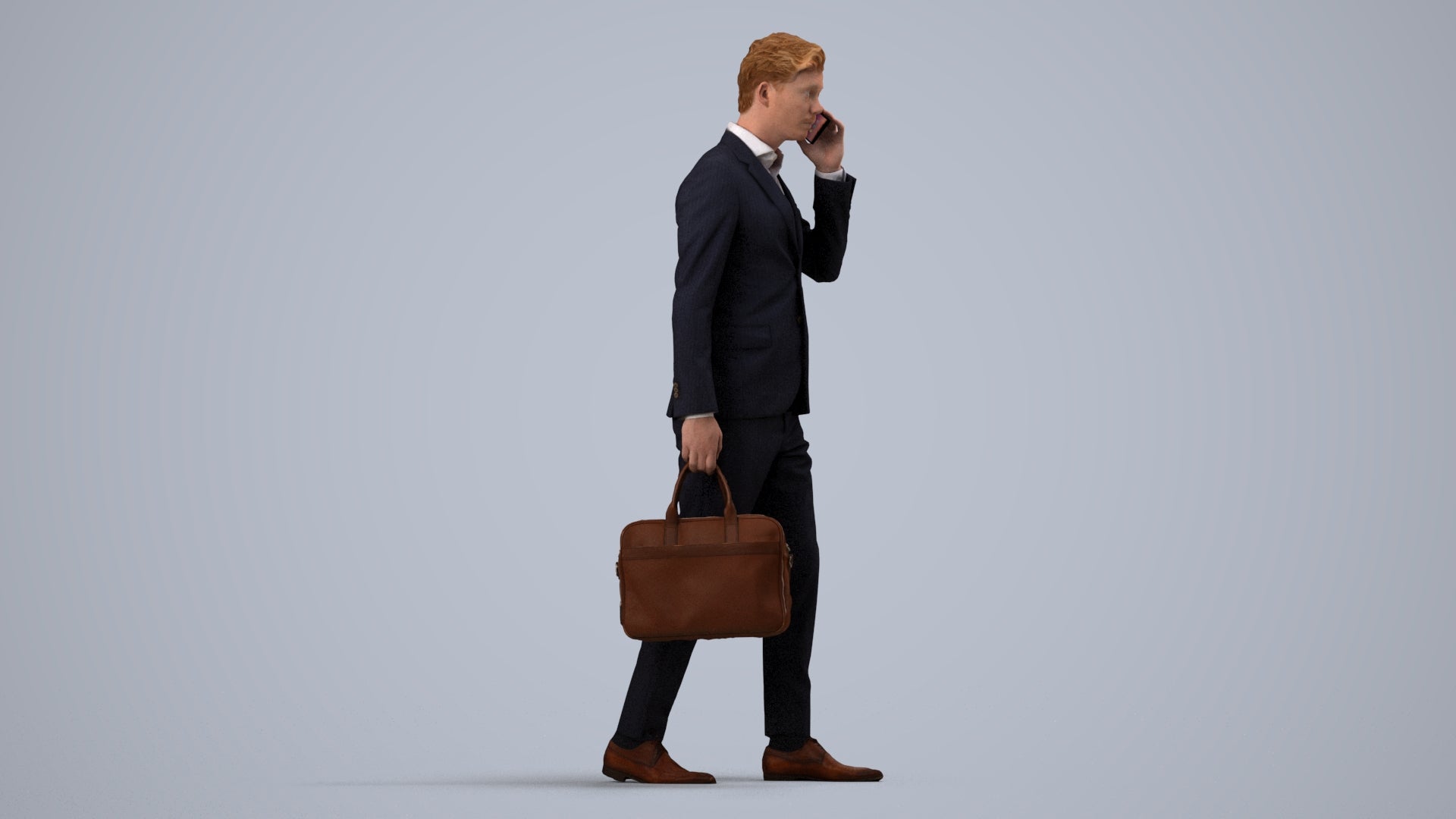 photogrammetry 3D man business, realistic human model archviz FBX, side view render
