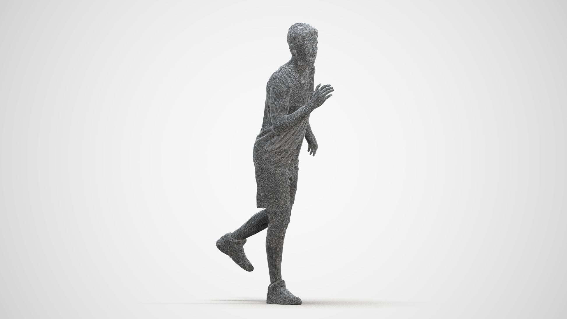3D people model man sport, scanned human for 3ds Max rendering, three-quarter front view render