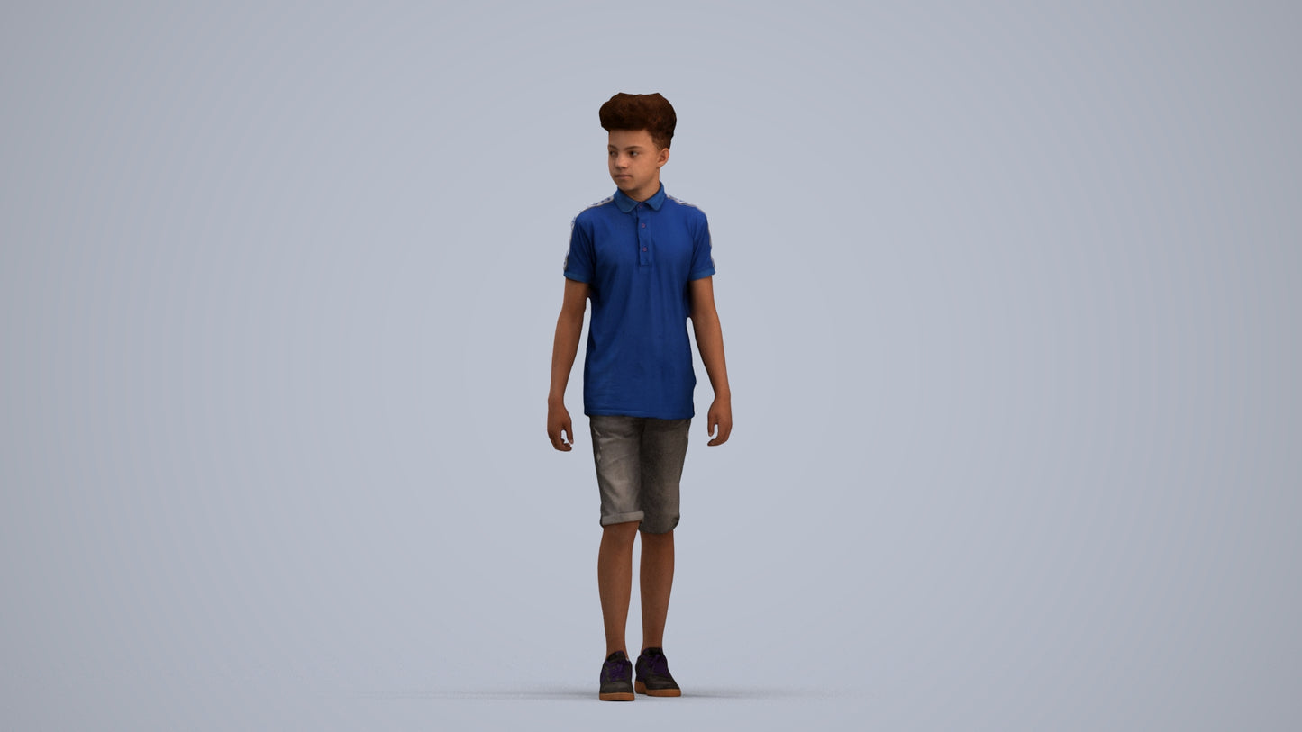 realistic 3D people boy casual kids, render-ready for V-Ray and Corona, FBX OBJ, standing pose render