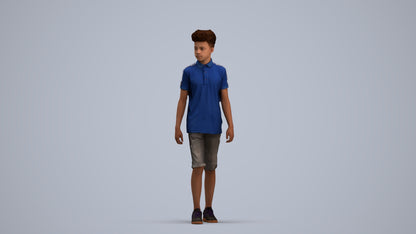 realistic 3D people boy casual kids, render-ready for V-Ray and Corona, FBX OBJ, standing pose render
