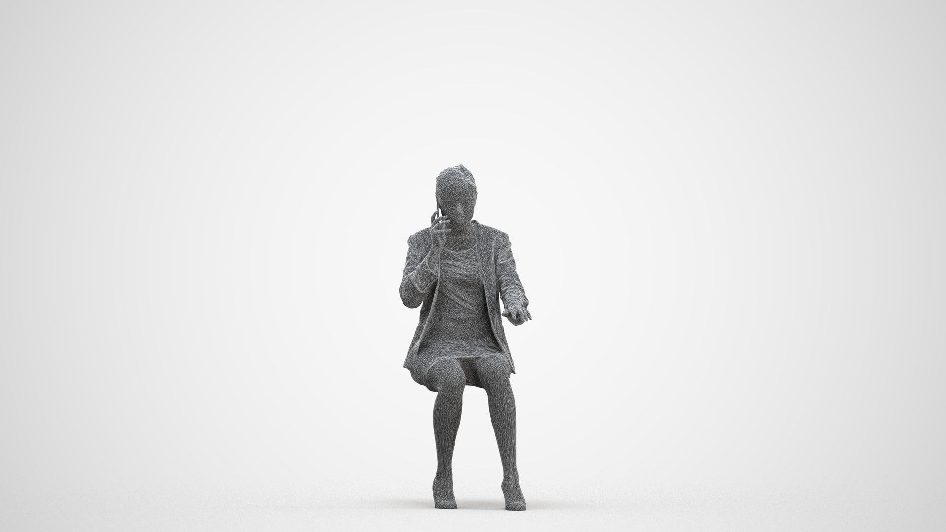 realistic 3D human woman business, archviz people FBX OBJ for Blender, three-quarter front view render