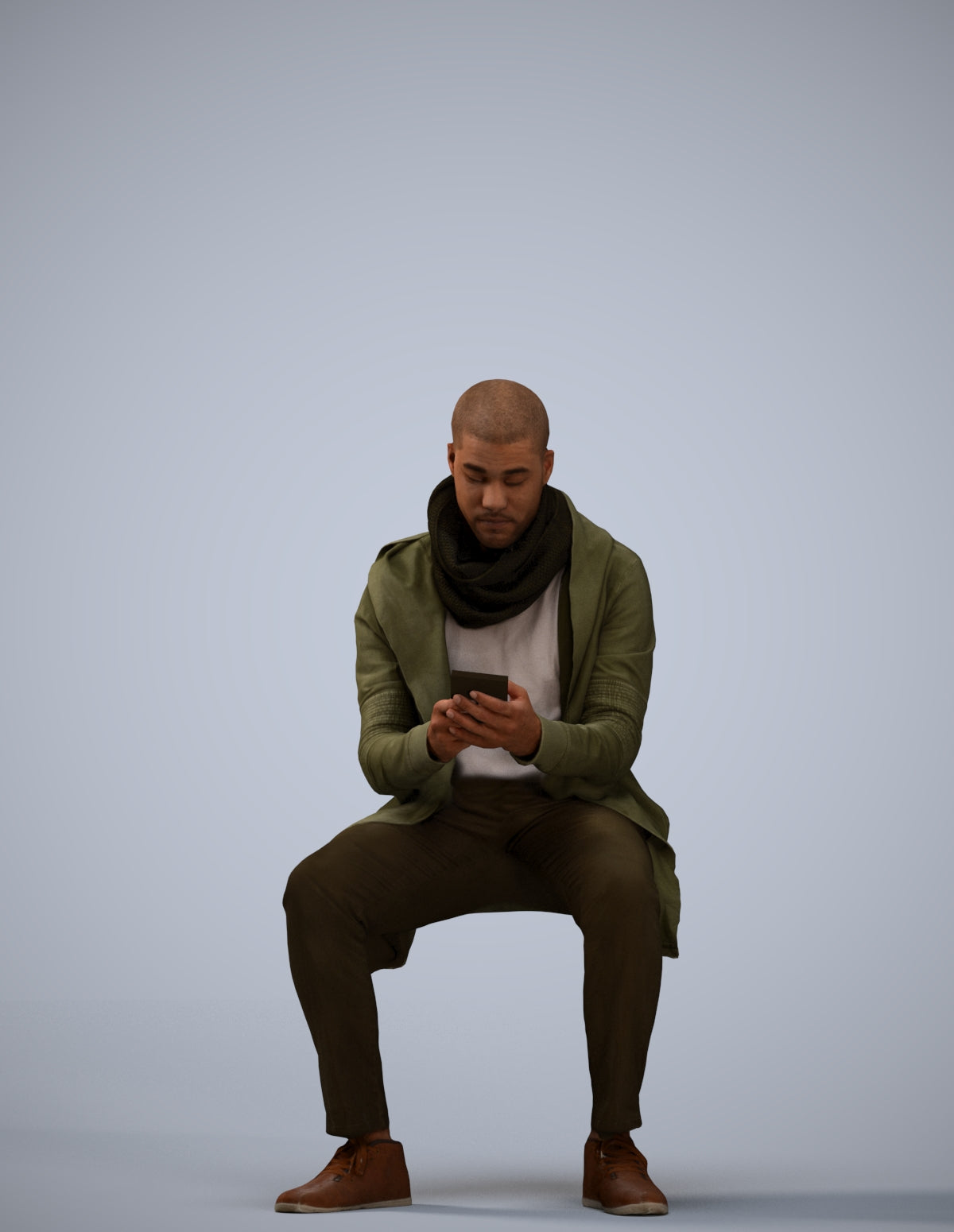 realistic 3D man casual sitting, scanned archviz people for Blender and 3ds Max