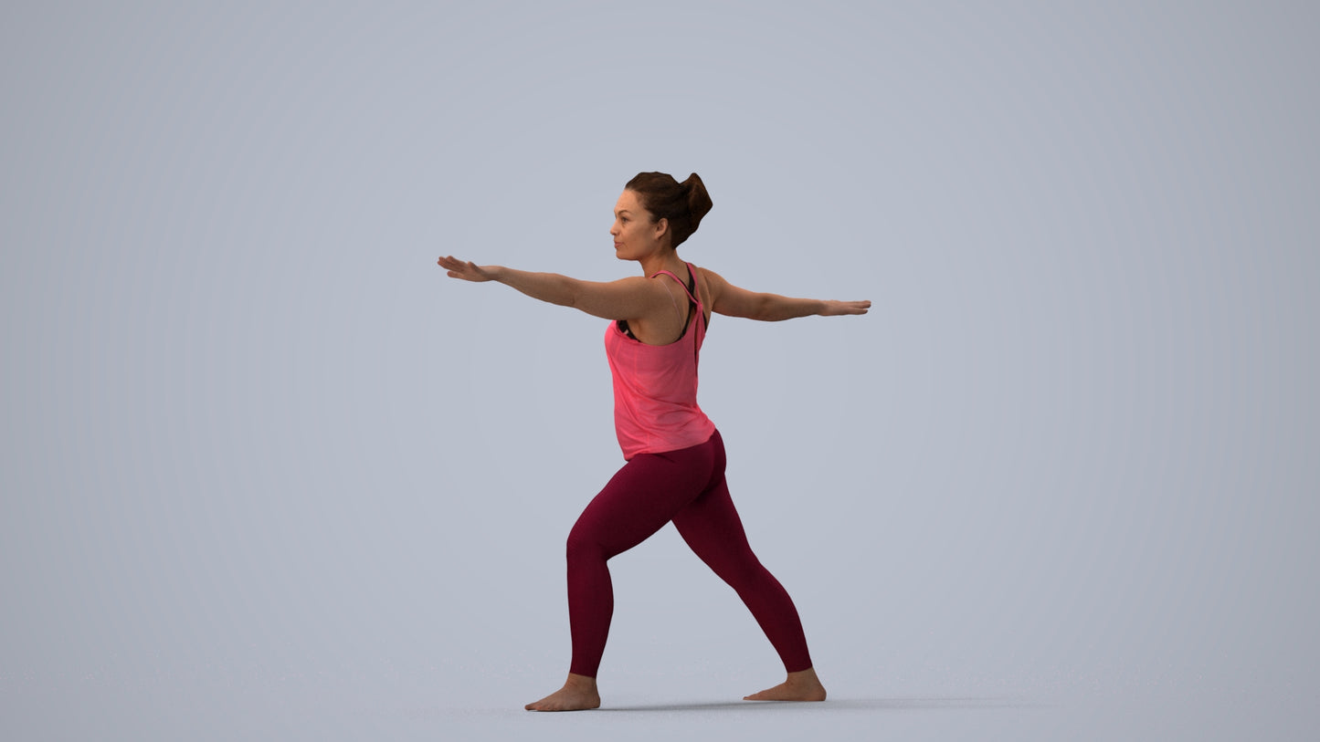 realistic 3D woman sport, scanned archviz people for Blender and 3ds Max, three-quarter view render