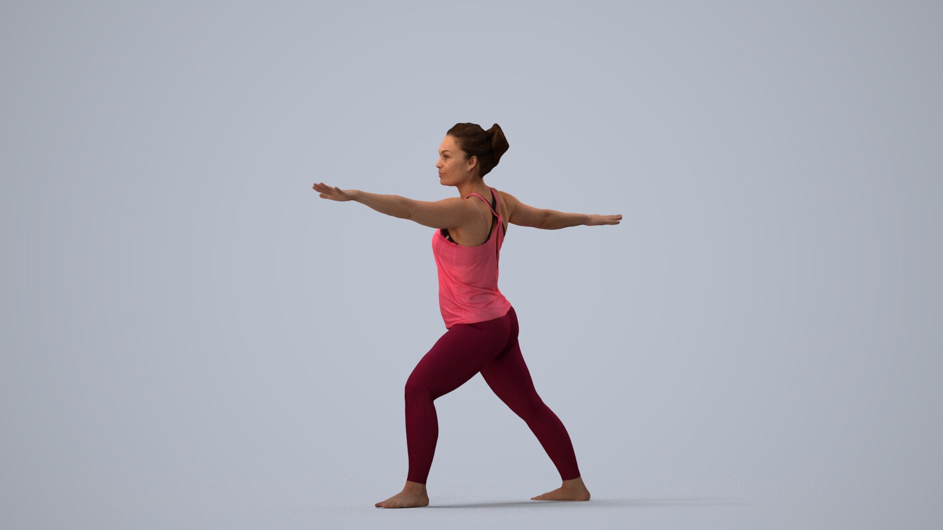 realistic 3D woman sport, scanned archviz people for Blender and 3ds Max, three-quarter view render