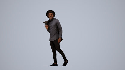 realistic 3D people man casual standing, render-ready for V-Ray and Corona, FBX OBJ, top-down view render