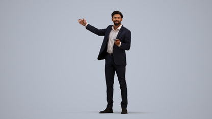 realistic 3D man business, scanned archviz people for Blender and 3ds Max, standing pose render