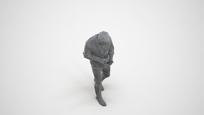 scanned 3D man casual walking, photogrammetry people for Enscape and V-Ray, wireframe three-quarter view