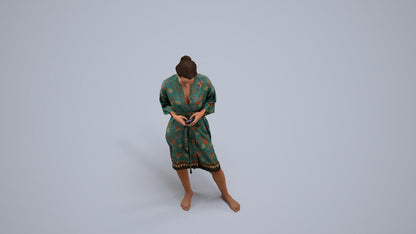 realistic 3D woman casual bathroom, scanned archviz people for Blender and 3ds Max, back view render