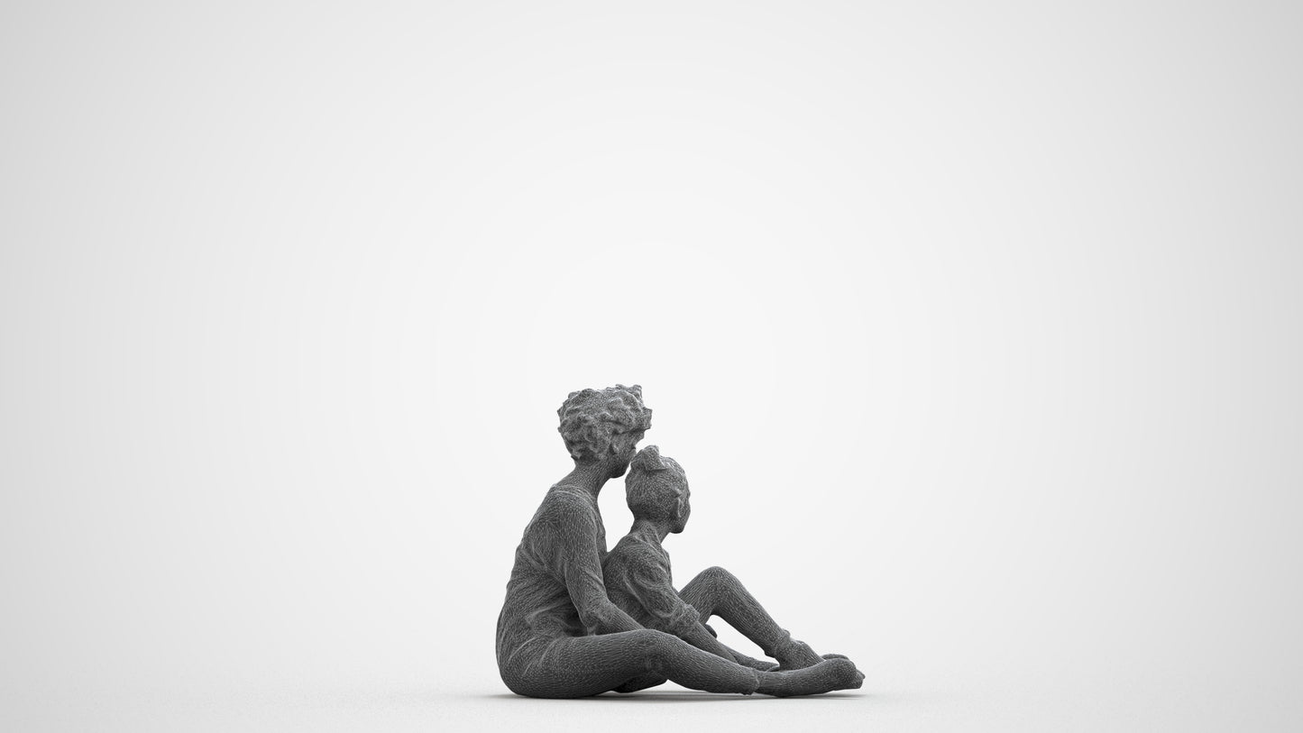 realistic 3D girl casual kids, scanned archviz people for Blender and 3ds Max, wireframe front view