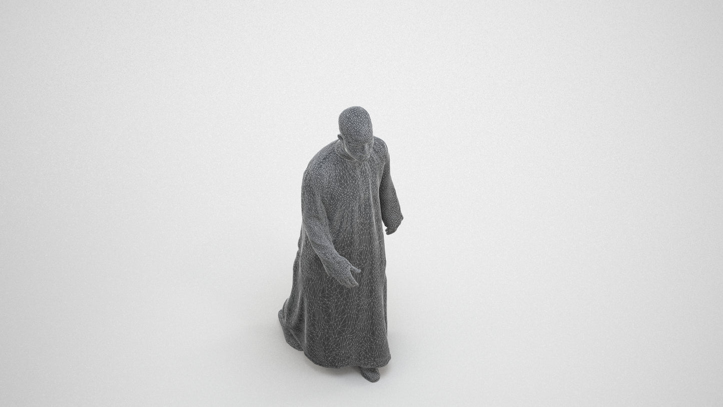 scanned 3D man walking, photogrammetry people for Enscape and V-Ray, wireframe three-quarter view