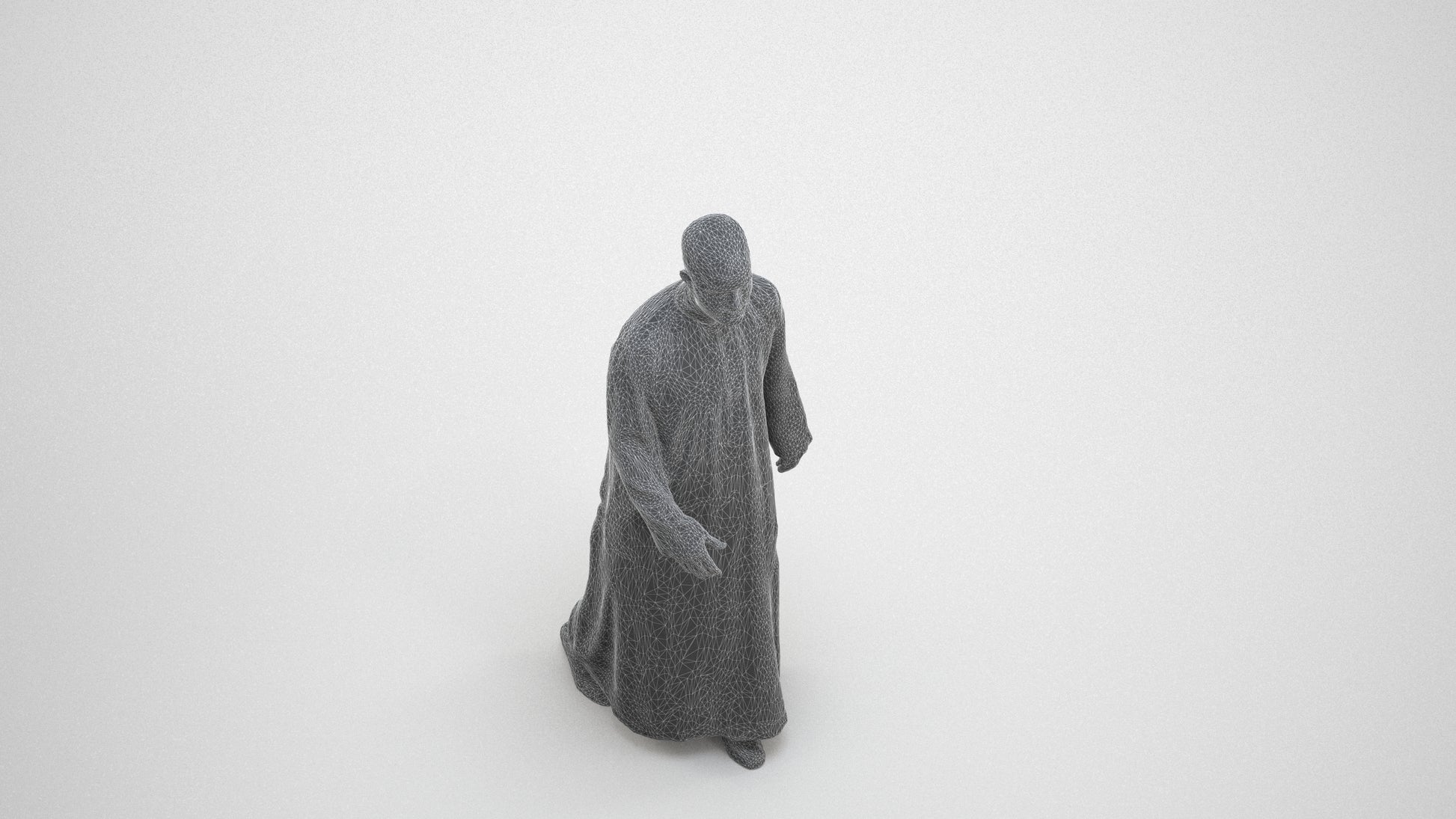 scanned 3D man walking, photogrammetry people for Enscape and V-Ray, wireframe three-quarter view