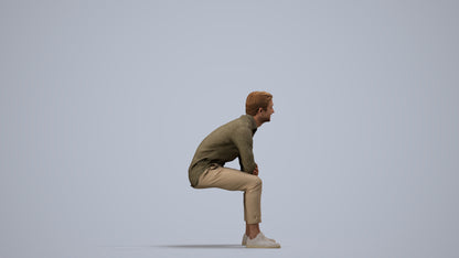 3D scanned man sitting casual, photorealistic archviz people for Enscape and SketchUp, side view render