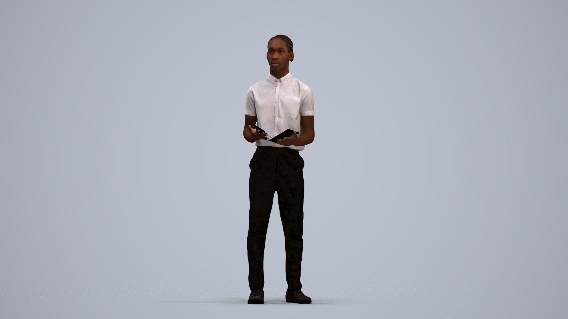 realistic 3D boy hospitality, scanned archviz people for Blender and 3ds Max, standing pose render