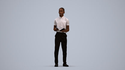 realistic 3D boy hospitality, scanned archviz people for Blender and 3ds Max, standing pose render