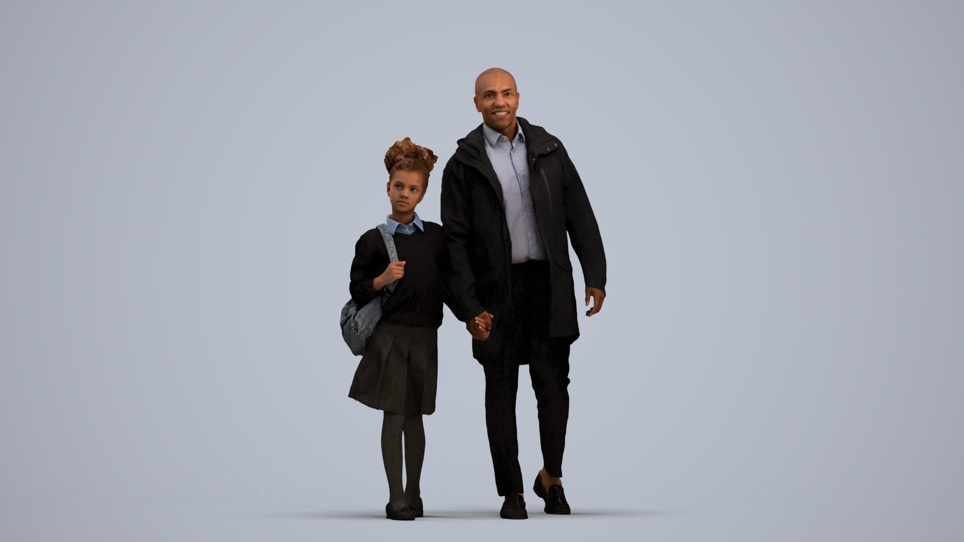 realistic 3D human girl kids, archviz people FBX OBJ for Blender, standing pose render