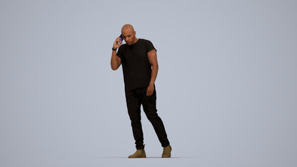 3D scanned man walking casual, photorealistic archviz people for Enscape and SketchUp, top-down view render