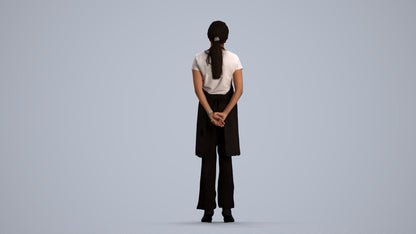 realistic 3D woman hospitality, scanned archviz people for Blender and 3ds Max, front view render