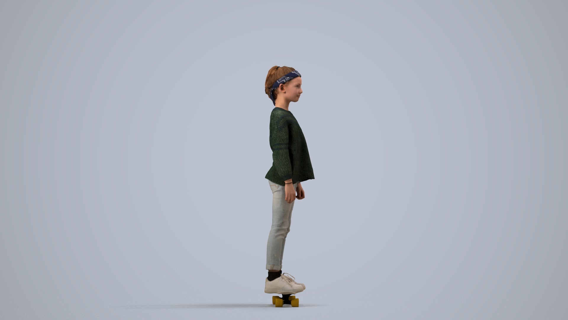 scanned 3D girl casual kids, photogrammetry people for Enscape and V-Ray, side view render