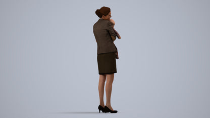scanned 3D girl business kids, photogrammetry people for Enscape and V-Ray, side view render