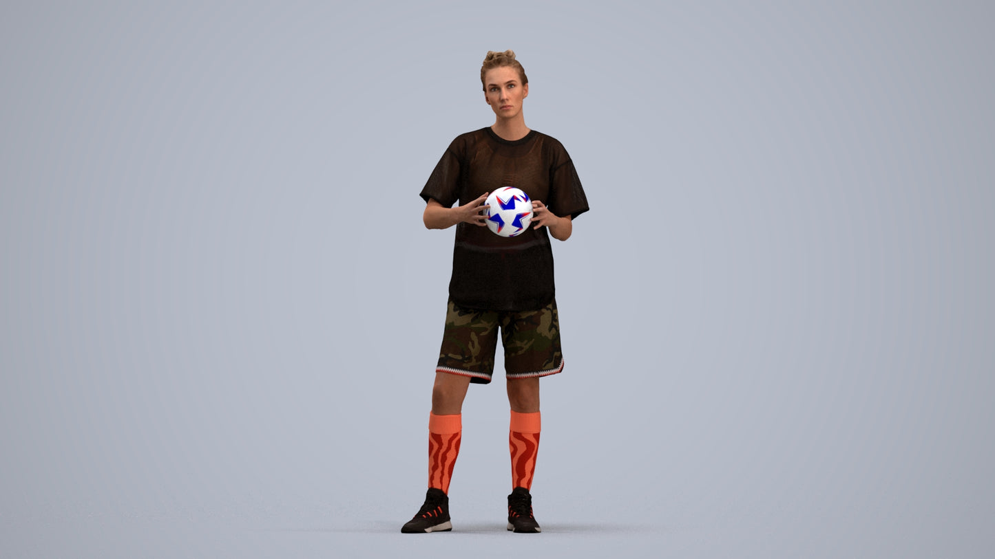 3D people model woman sport, scanned human for 3ds Max rendering, standing pose render