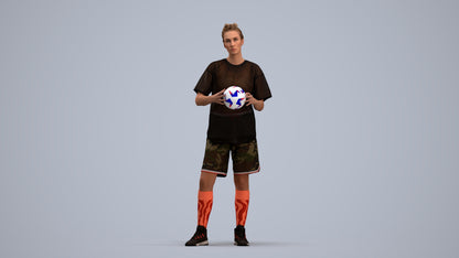 3D people model woman sport, scanned human for 3ds Max rendering, standing pose render