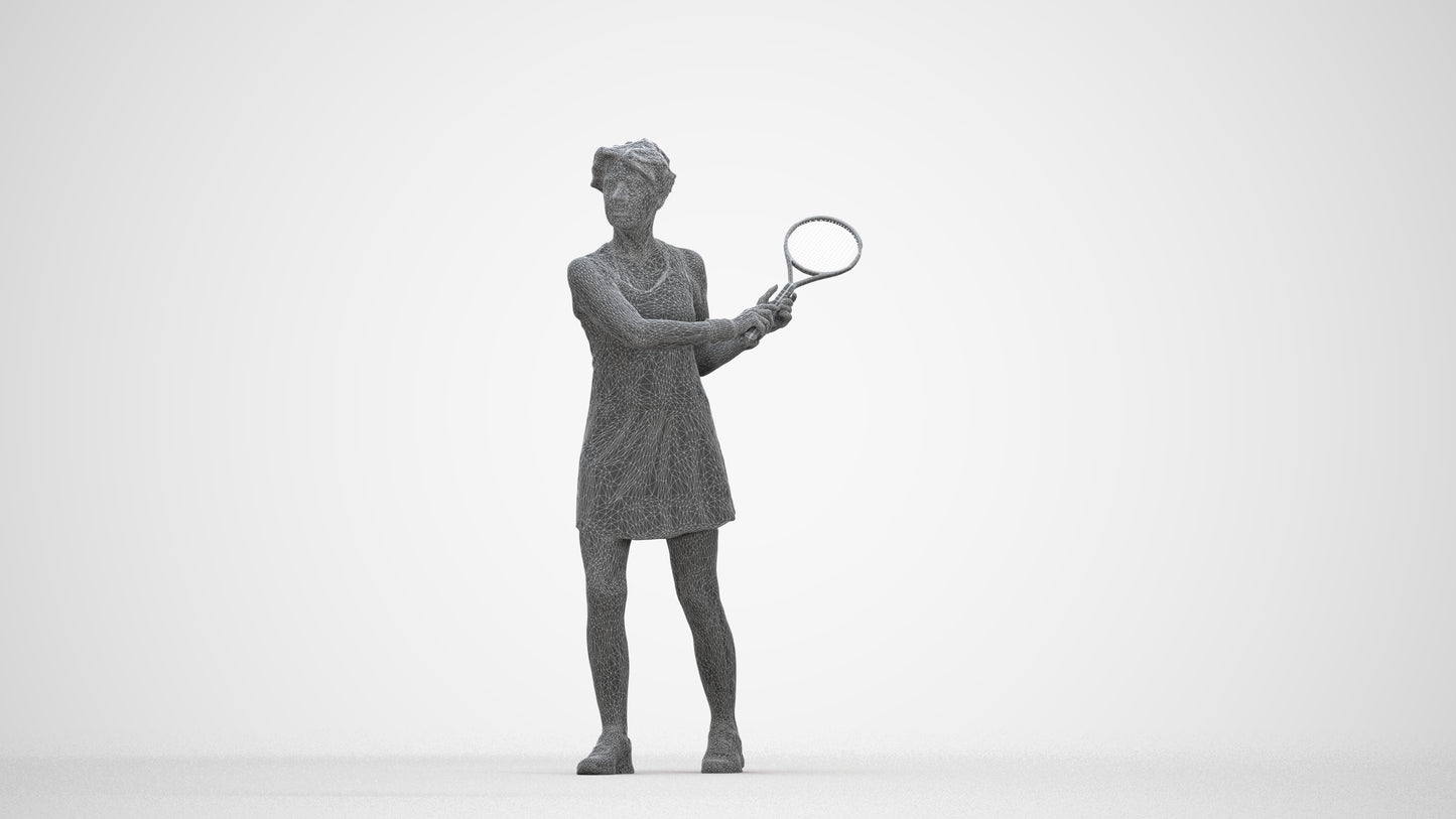 3D scanned woman sport, photorealistic archviz people for Enscape and SketchUp, wireframe back view