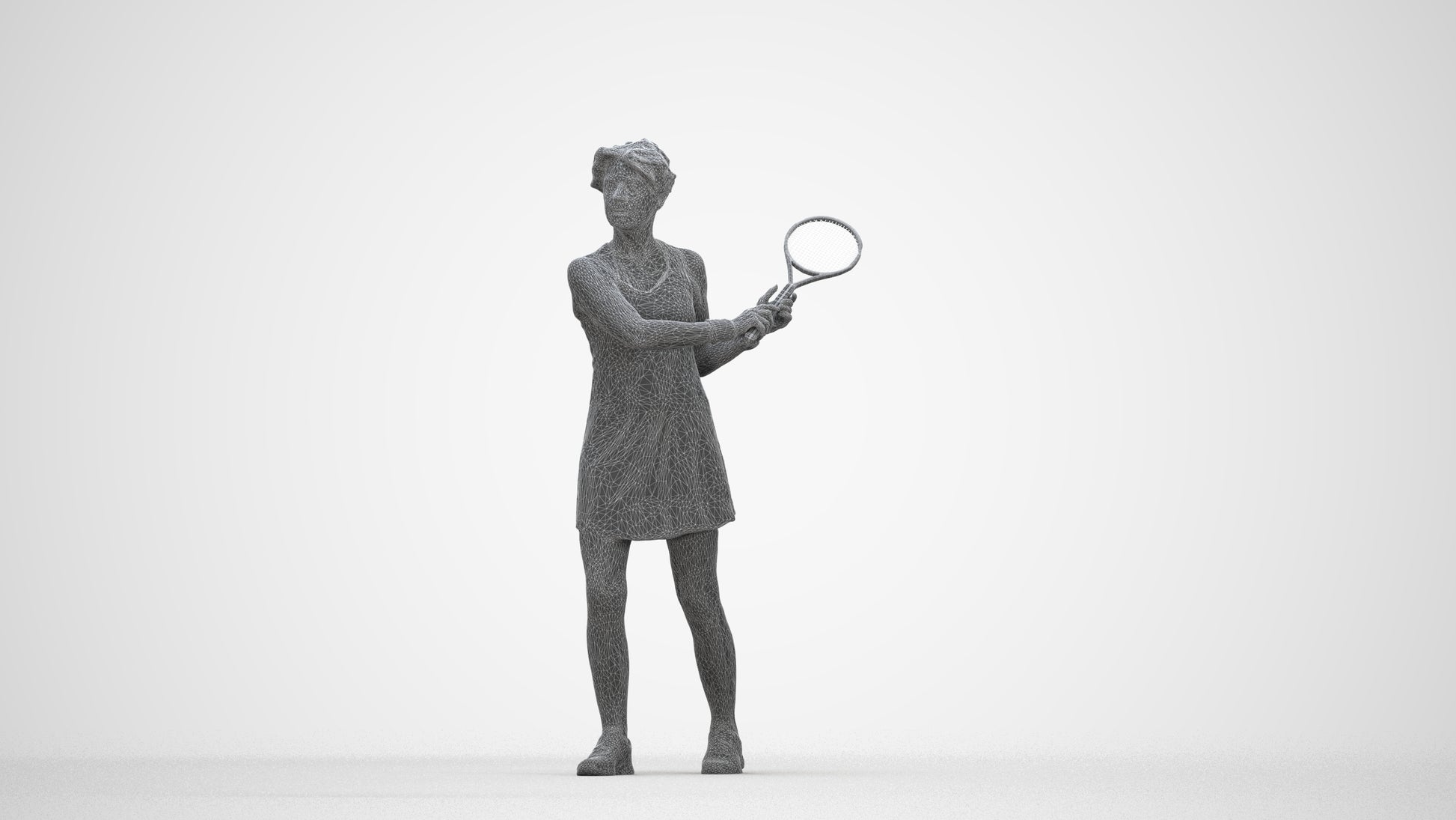 3D scanned woman sport, photorealistic archviz people for Enscape and SketchUp, wireframe back view