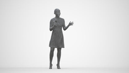 3D scanned woman business formal, photorealistic archviz people for Enscape and SketchUp, wireframe back view