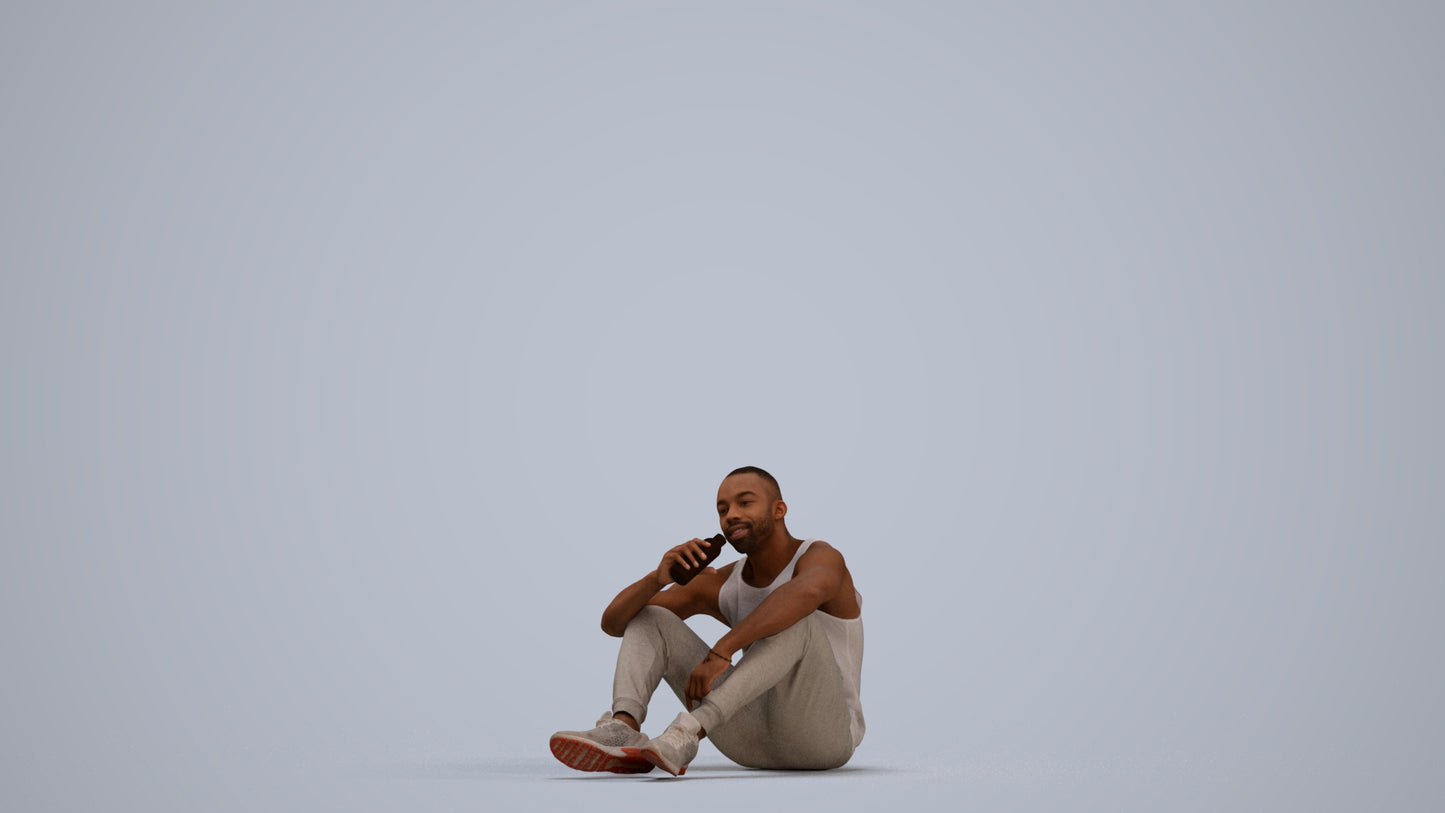 realistic 3D people man casual sitting, render-ready for V-Ray and Corona, FBX OBJ, standing pose render