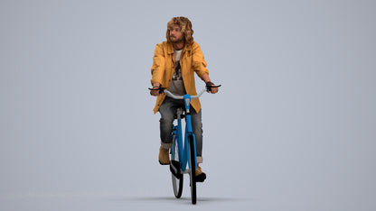scanned 3D man casual cycling, photogrammetry people for Enscape and V-Ray, standing pose render