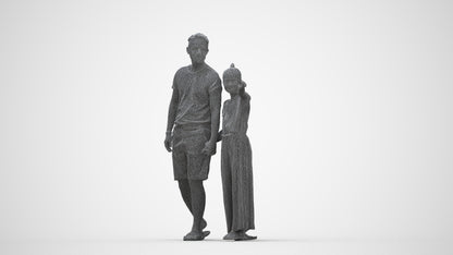 realistic 3D people man kids, render-ready for V-Ray and Corona, FBX OBJ, wireframe back view