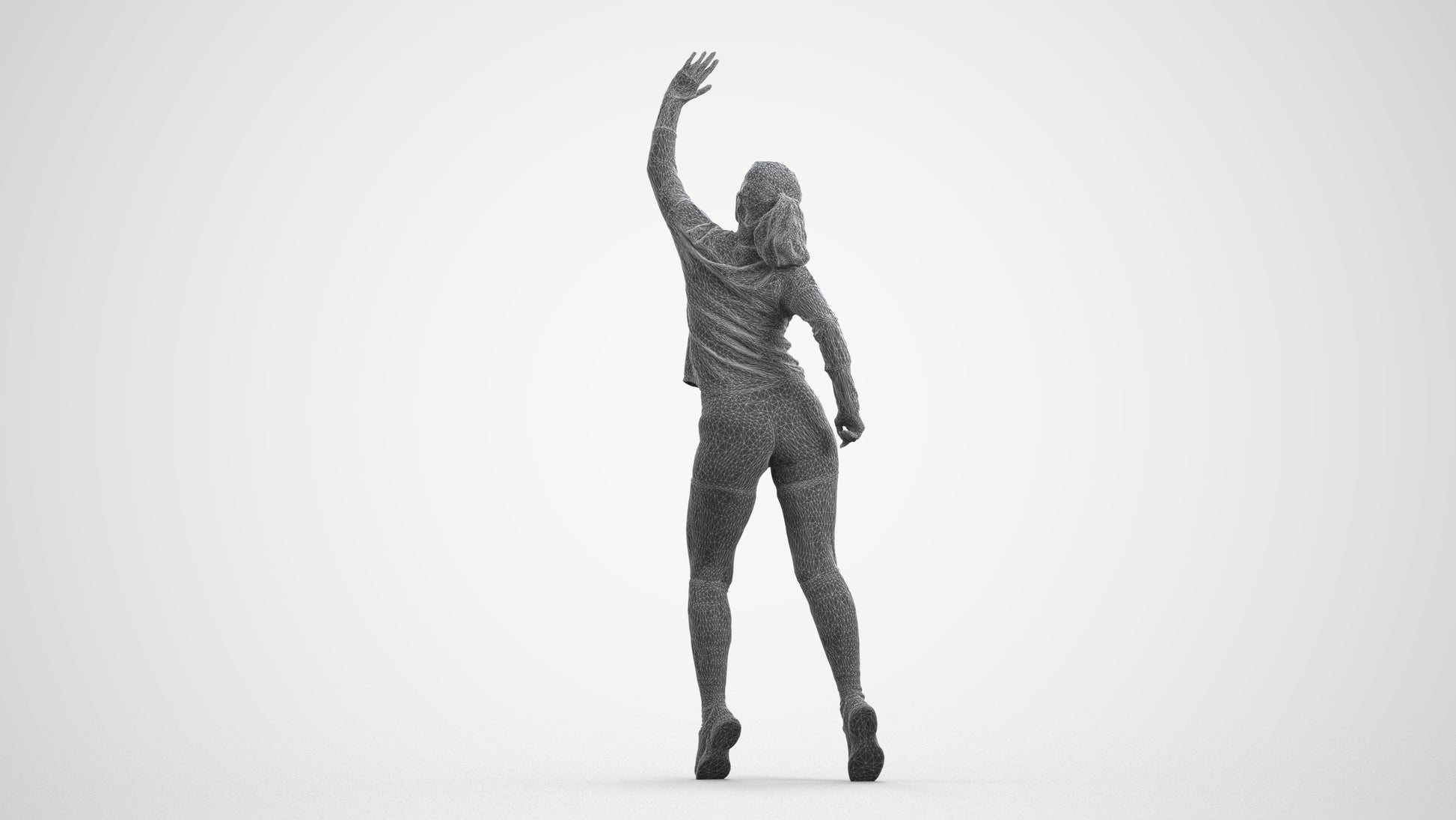 realistic 3D human woman sport, archviz people FBX OBJ for Blender, wireframe front view