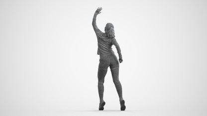 realistic 3D human woman sport, archviz people FBX OBJ for Blender, wireframe front view