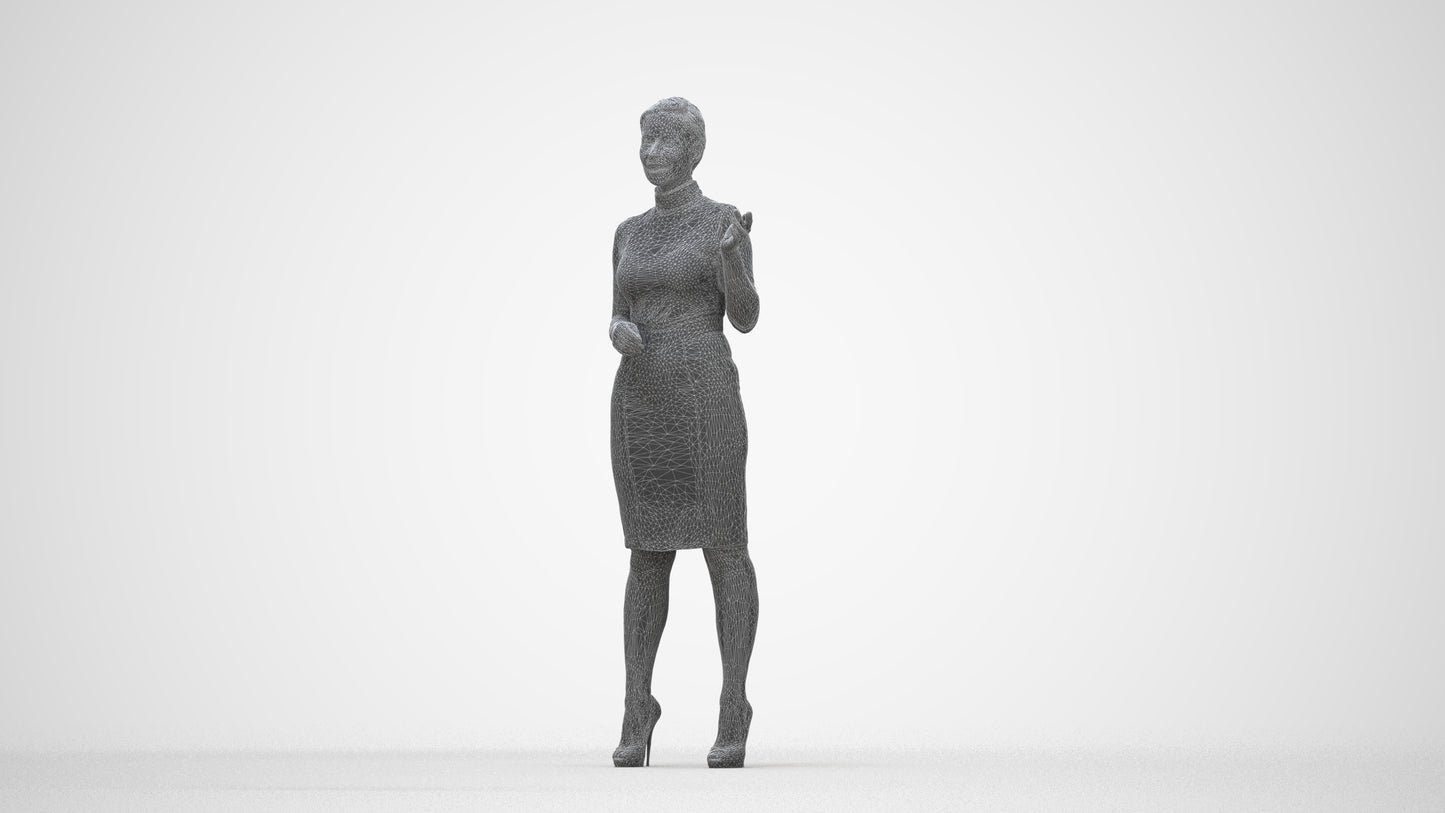 realistic 3D woman business, scanned archviz people for Blender and 3ds Max, wireframe back view
