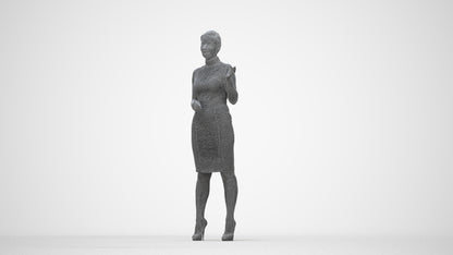 realistic 3D woman business, scanned archviz people for Blender and 3ds Max, wireframe back view