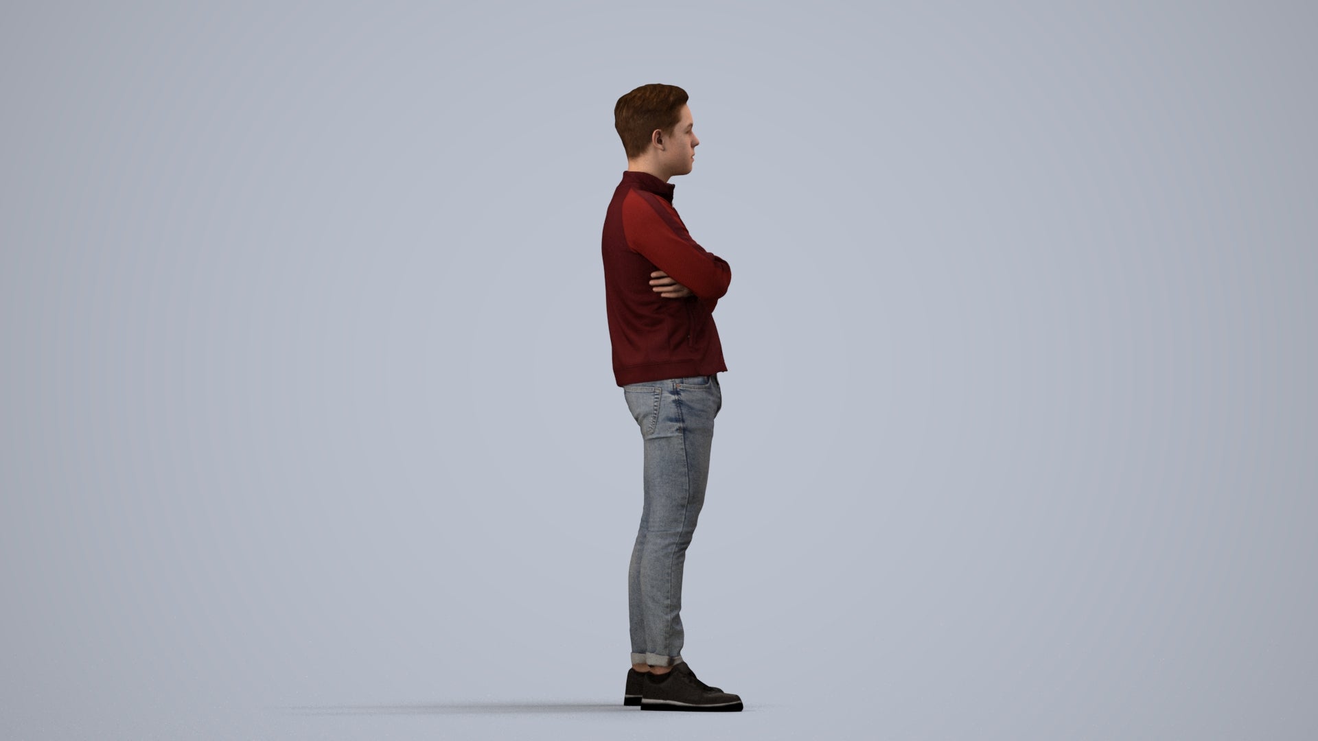 realistic 3D people boy casual kids, render-ready for V-Ray and Corona, FBX OBJ, side view render