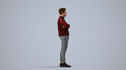 realistic 3D people boy casual kids, render-ready for V-Ray and Corona, FBX OBJ, side view render