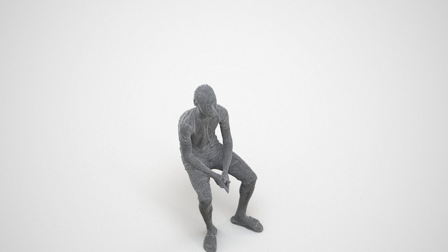 realistic 3D human boy casual kids, archviz people FBX OBJ for Blender, wireframe three-quarter view