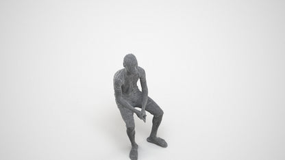 realistic 3D human boy casual kids, archviz people FBX OBJ for Blender, wireframe three-quarter view