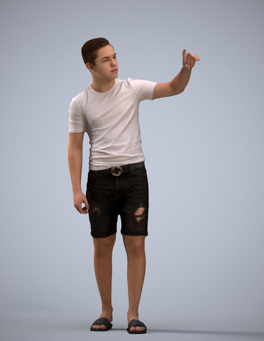 3D scanned boy kids casual, photorealistic archviz people for Enscape and SketchUp
