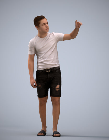 3D scanned boy kids casual, photorealistic archviz people for Enscape and SketchUp