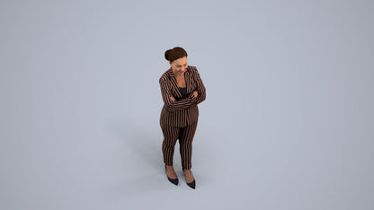 scanned 3D woman business standing, photogrammetry people for Enscape and V-Ray, back view render