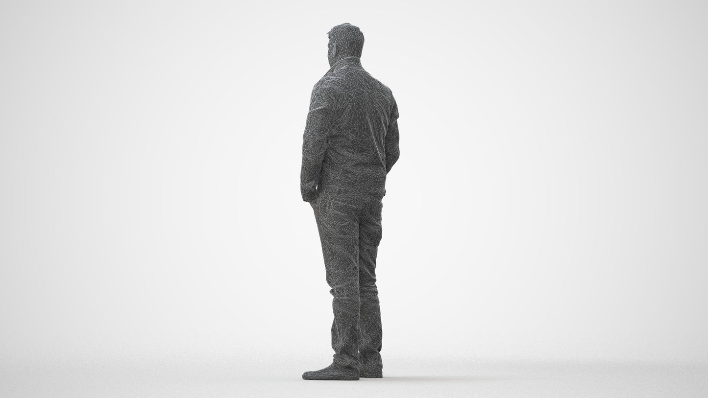 3D people model man casual standing, scanned human for 3ds Max rendering, square thumbnail