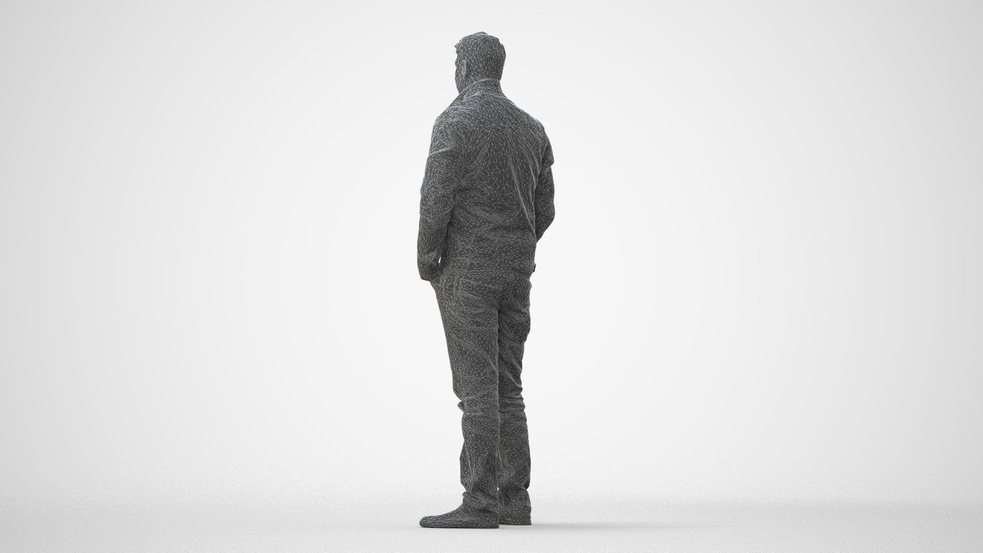 3D people model man casual standing, scanned human for 3ds Max rendering, square thumbnail