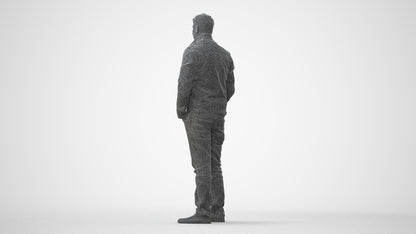 3D people model man casual standing, scanned human for 3ds Max rendering, square thumbnail